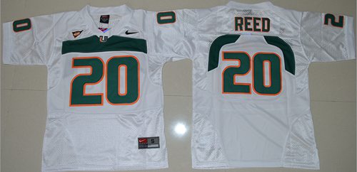 Hurricanes #20 Ed Reed White Stitched Youth NCAA Jersey